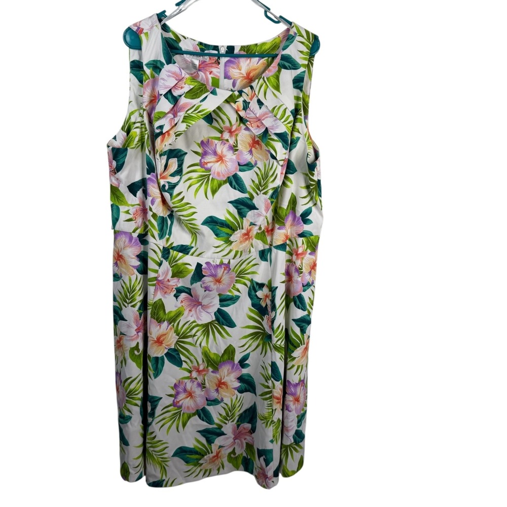 Dress Barn Dress Tropical Hibiscus Flower Summer Vacation Easter Size 24W